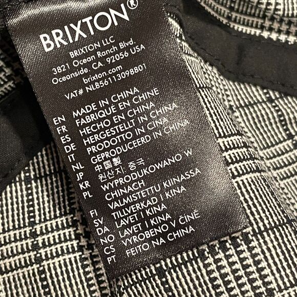 ~ Brixton Sm Bucket Hat Checker Black White Plaid Fisherman Cotton Linen 7 56cm - Picture 11 of 13